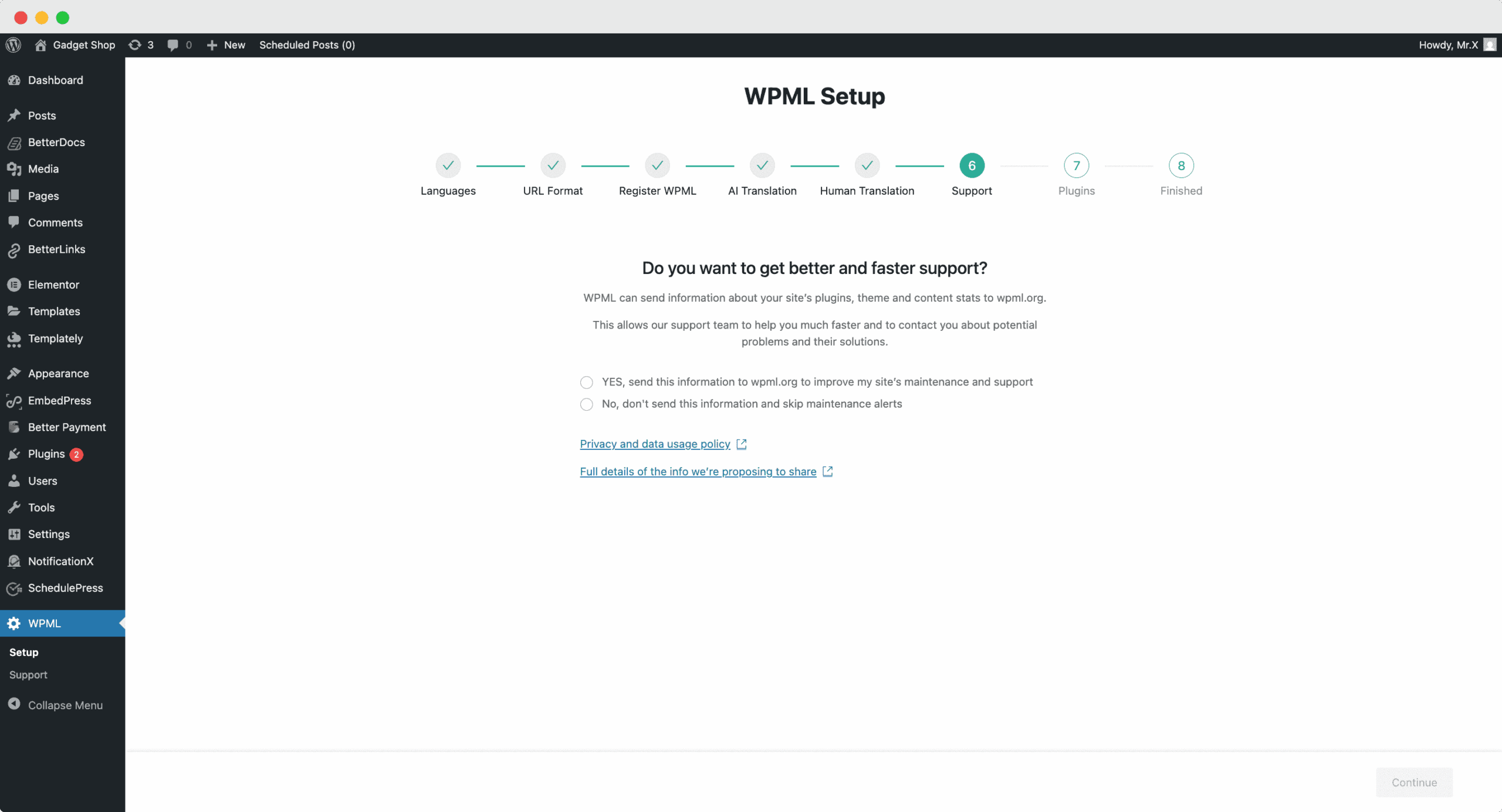How to Translate Single Docs of BetterDocs Using WPML 7 Support usage data