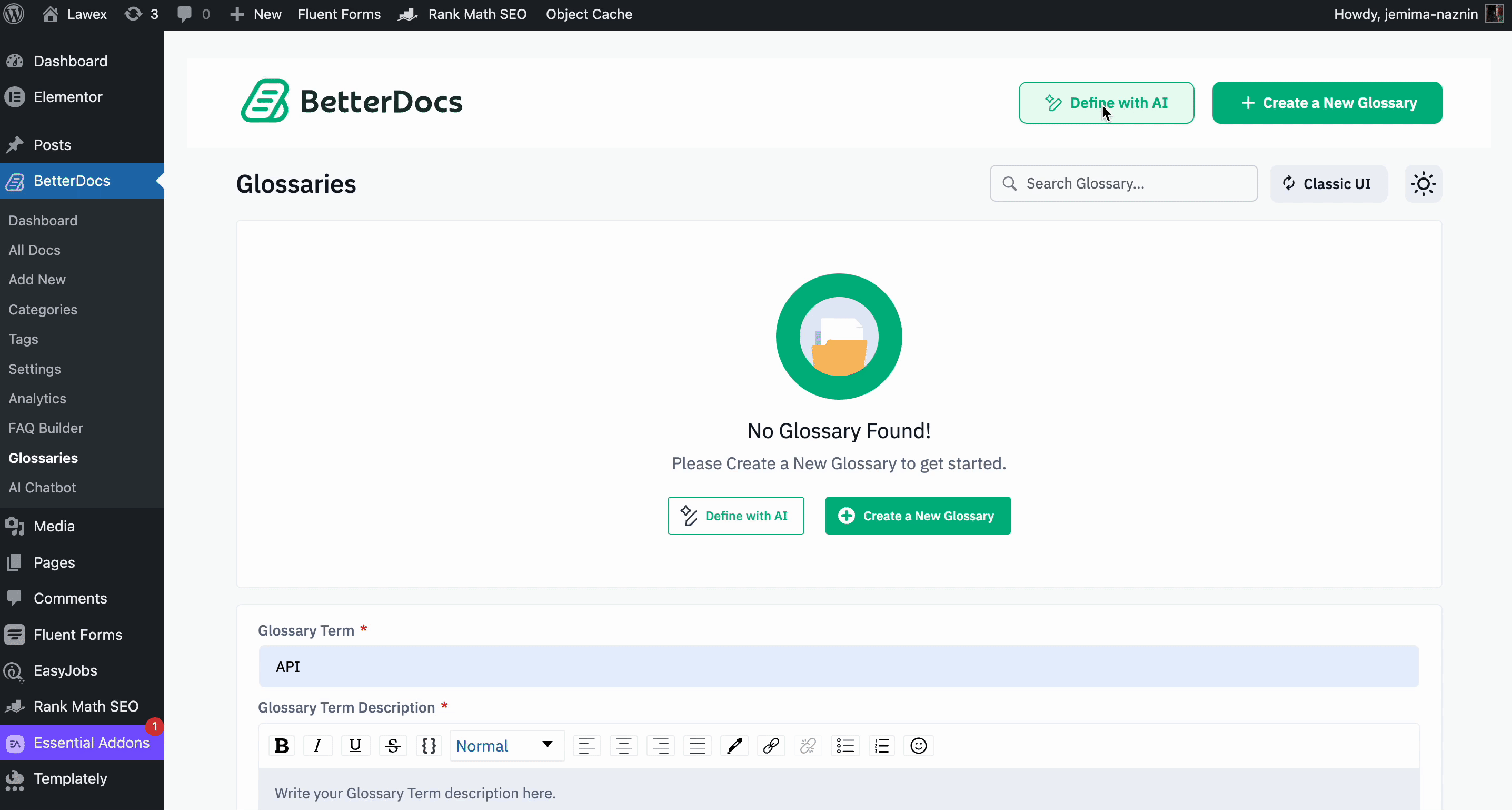 How to Activate Glossary in BetterDocs 4 Glossary with AI