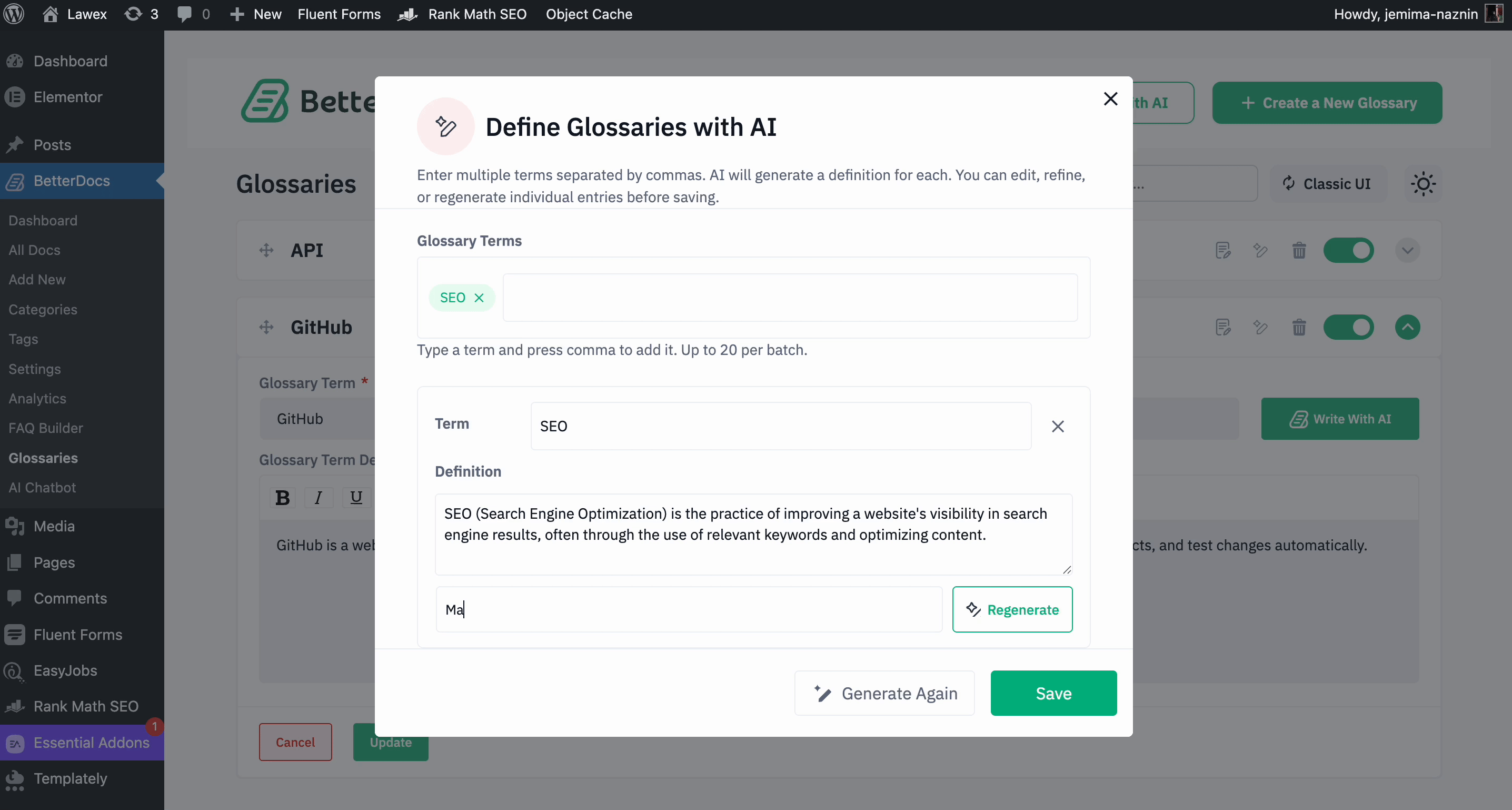 How to Activate Glossary in BetterDocs 5 Glossary with AI