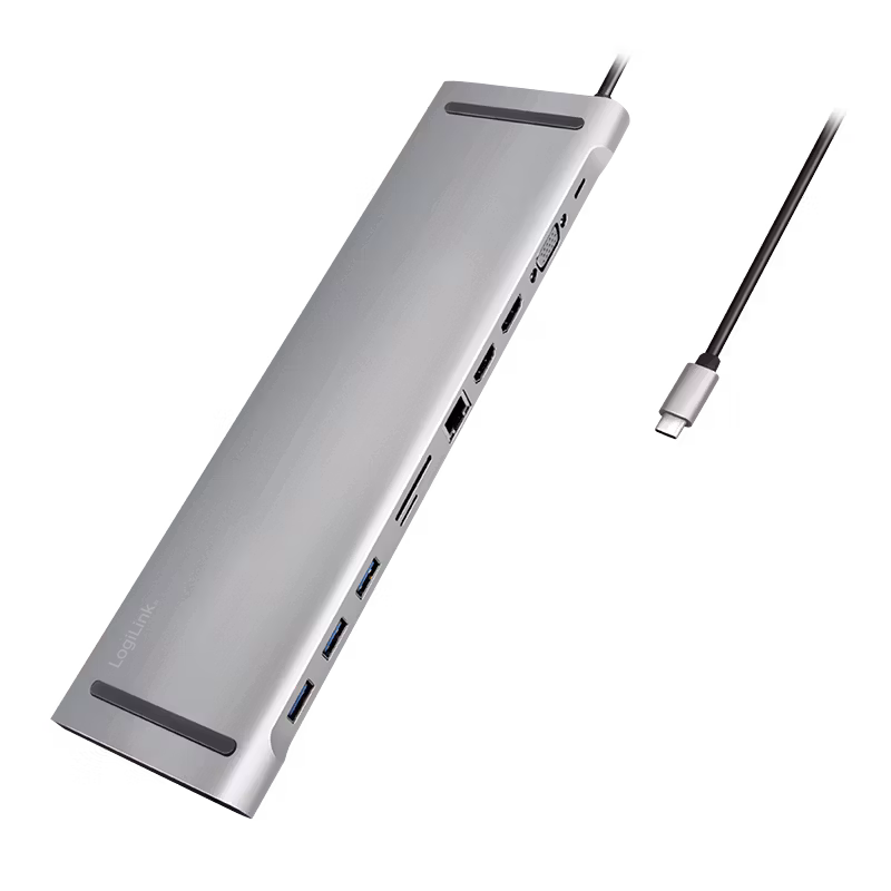 Logilink USB 3.2 Gen 1 Docking Station, USB-C, 11-Port, PD, silver