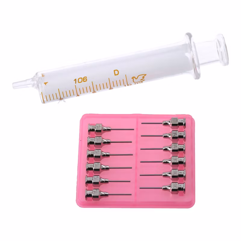 10ml Glass sprøyte luer med 12stk nåler