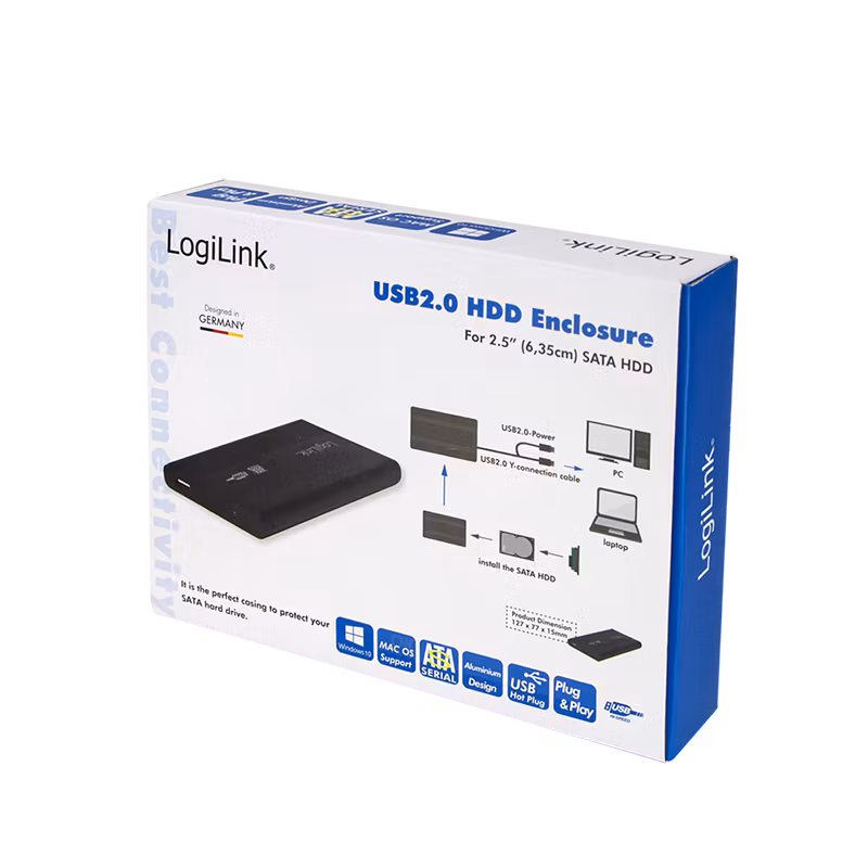 LOGILINK 2,5" SATA harddisk ramme med USB tilkobling
