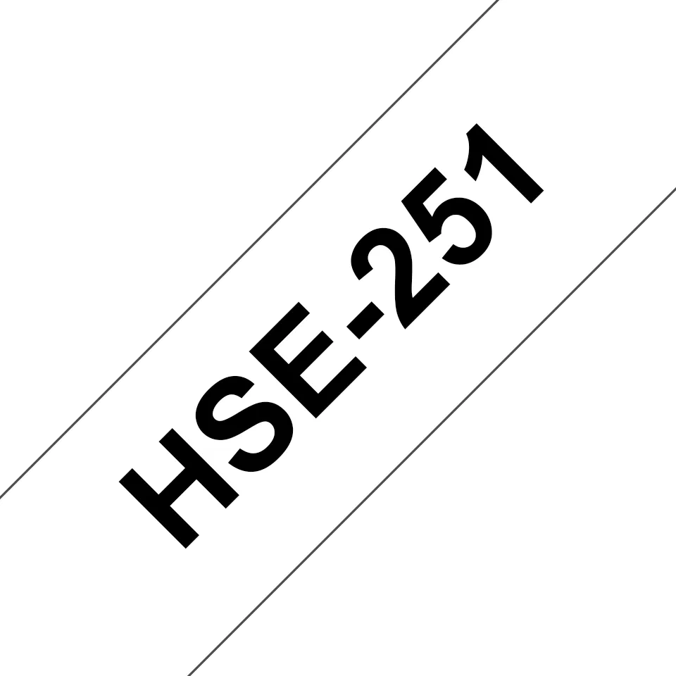 Original Brother HSe251 krympestrømpe – sort på hvit, 23,6 mm bred