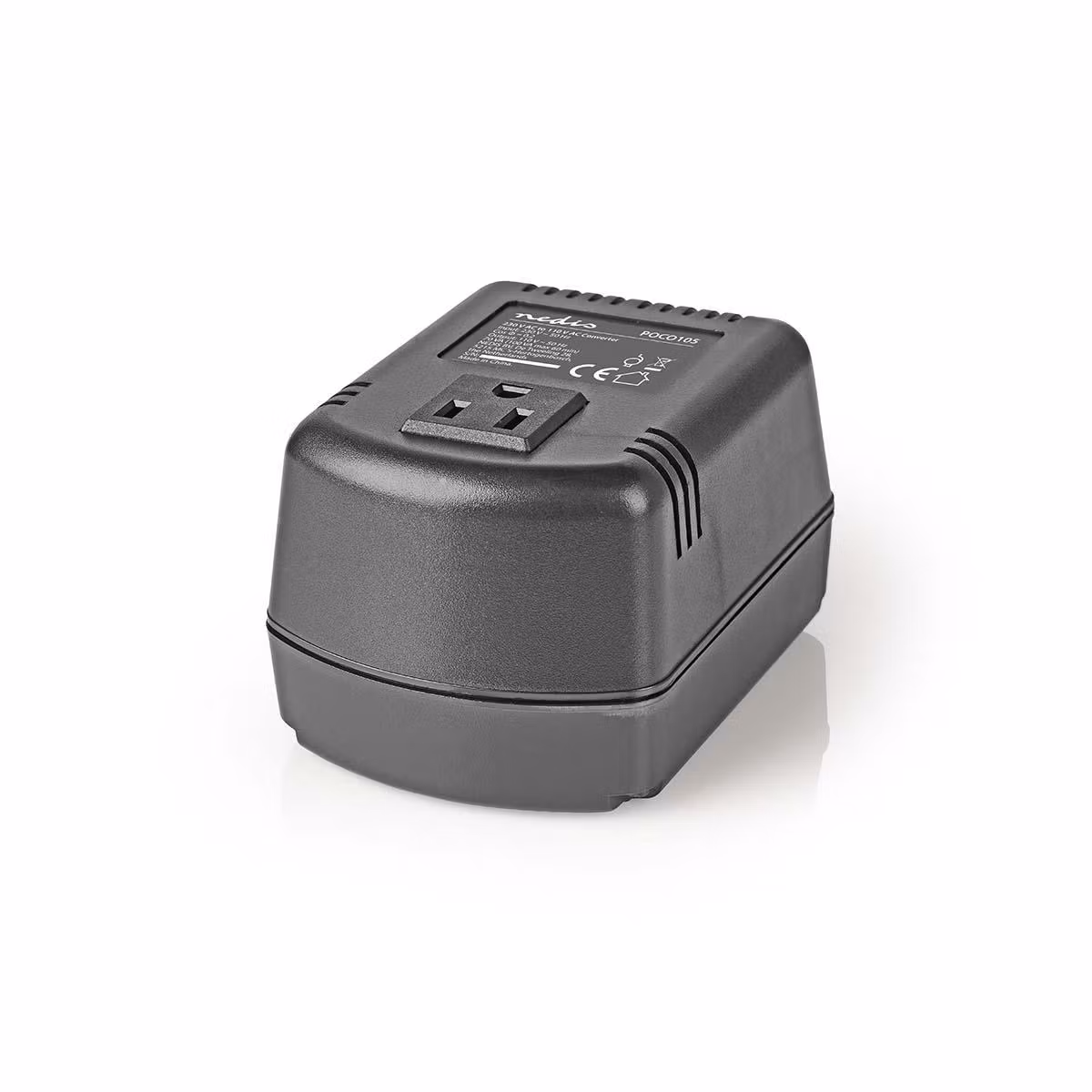 Strøm omformer / konverter 230VAC til 110VAC | 100 W | Jordet kontakt | Sort