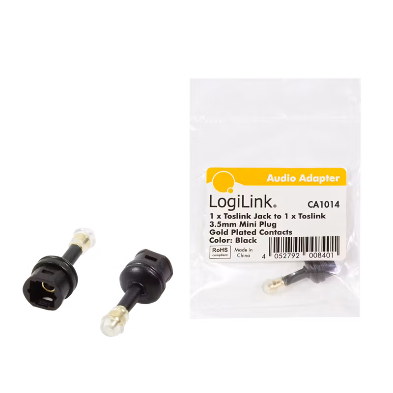 LOGILINK Lydadapter, Mini-Toslink/M til Mini-Toslink/F, svart