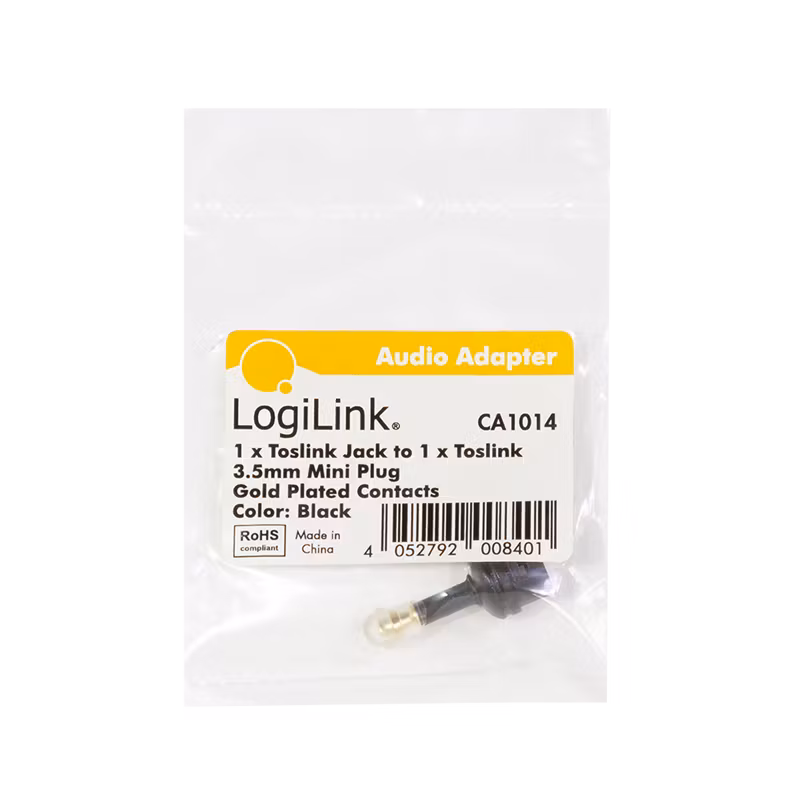 LOGILINK Lydadapter, Mini-Toslink/M til Mini-Toslink/F, svart
