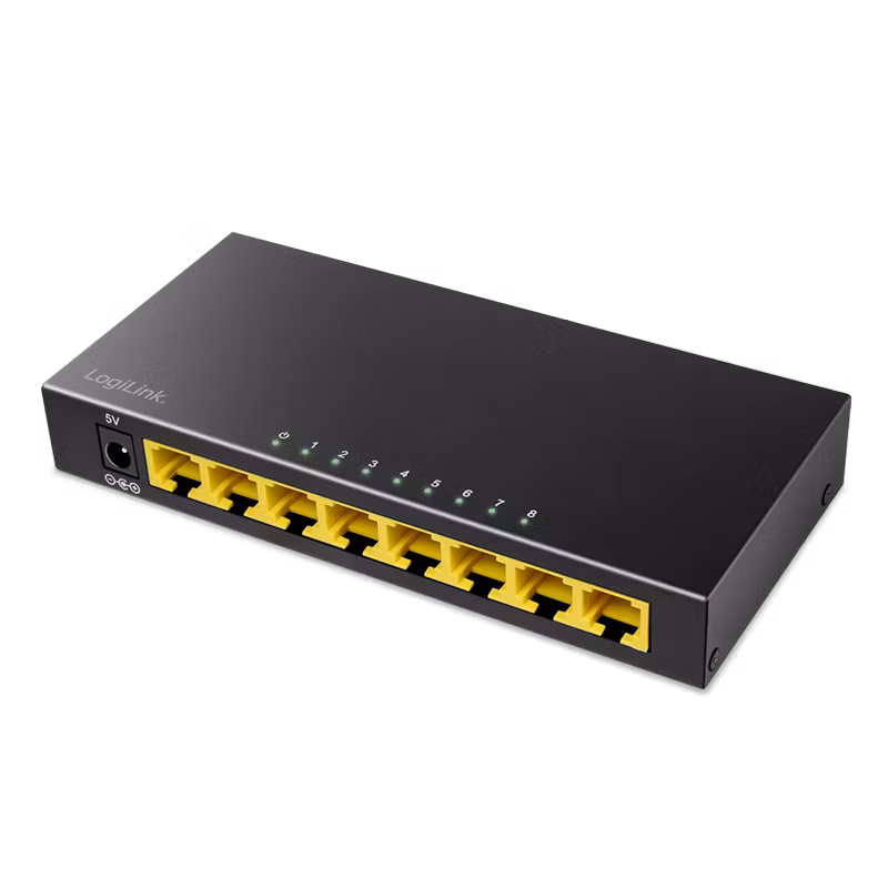 LOGILINK 8-porters gigabit skrivebordsnettverkssvitsj, metallhus