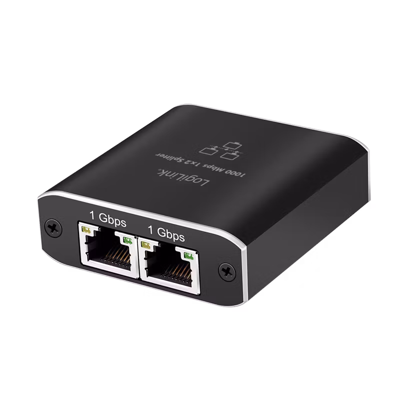 Gigabit Ethernet Splitter 1 til 2, 1000 Mbit/s, med USB-strøm