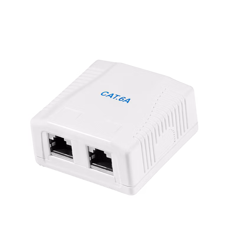 Cat.6A overflatemontert boks / koblingsboks – 2× RJ45, skjermet