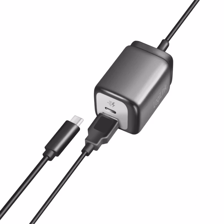 Logilink USB-C 2 port GaN Charger 1x USB-C 1 USB-A 30W PD