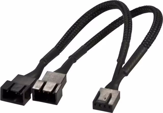 Akasa forgreningskabel for PWM-vifter 1x 4-pin - 2x 4-pin, 0.1m, svart