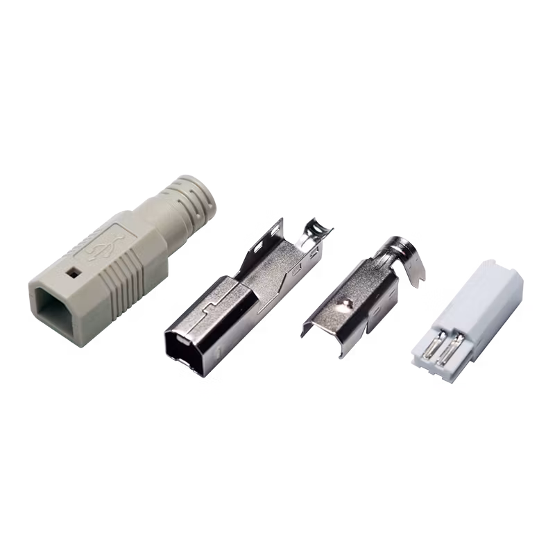USB 2.0 kontakt for selvmontering, B/M, loddetype, grå