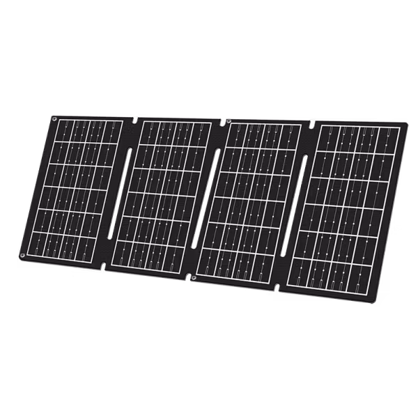 Sammenleggbart solcellepanel med powerbank-modul 15 W, IP65, USB-A, USB-C