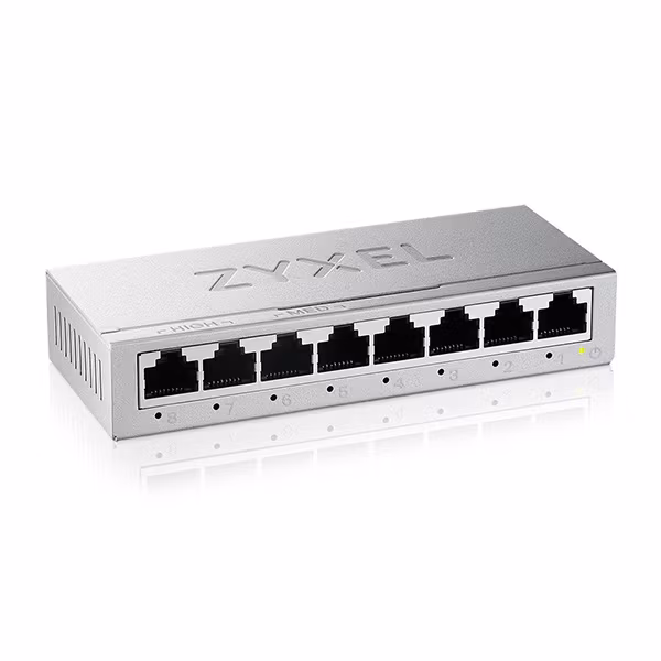 Zyxel 8-port switch - klar til bruk rett ut av esken, ingen konfigurering