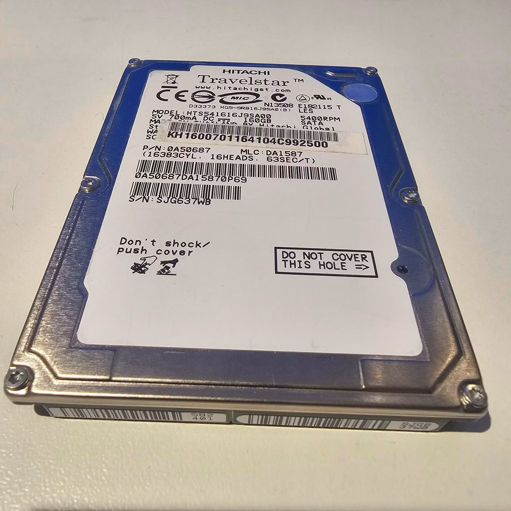 HITACHI HTS541616J9SA00 160GB 5400RPM SATA 2.5"