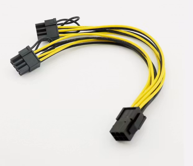 Skjermkort strømkabel 1x 6pin hun til 2x 8pin han