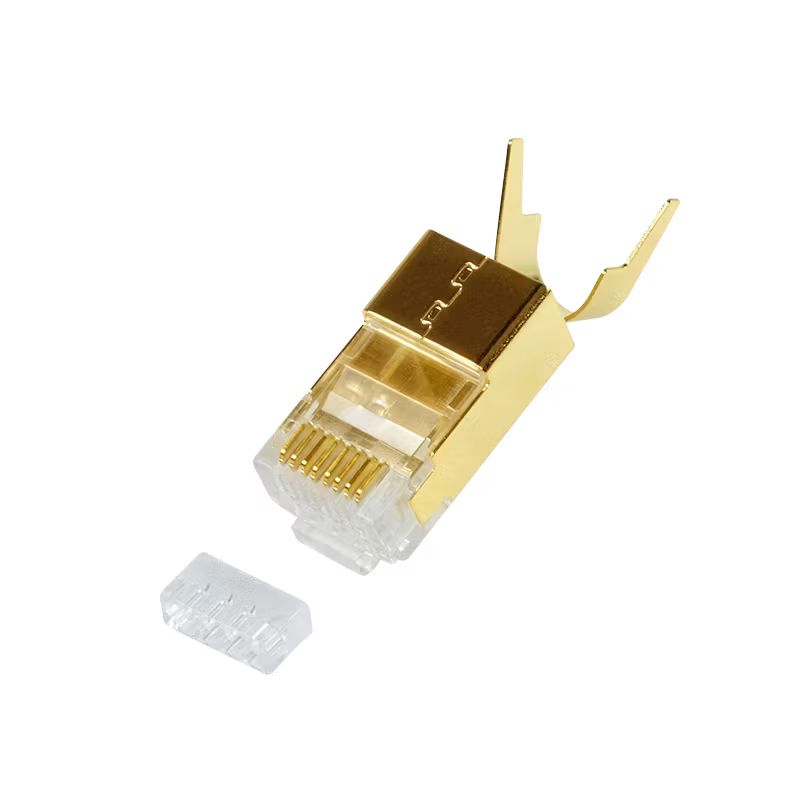 RJ45 modulærplugg Cat.8.1 / Cat.6A, skjermet, gullbelagt, 10 stk.