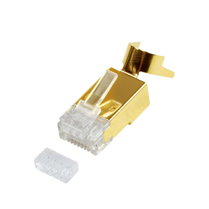 RJ45 modulærplugg Cat.8.1 / Cat.6A, skjermet, gullbelagt, 10 stk.