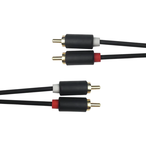 RCA-stereo lydkabel, gullbelagte kontakter, 3m, svart