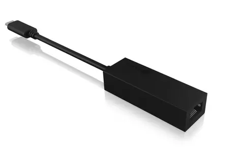 ICY BOX IB-LAN100-C3 - Nettverksadapter - USB-C 3.0 - Gigabit Ethernet x 1 - svart