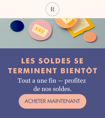 Modèle d’e-mail avec le texte Les soldes sont bientôt finis et le bouton Acheter maintenant. Des cartes-cadeaux sont également affichées au-dessus du texte.
