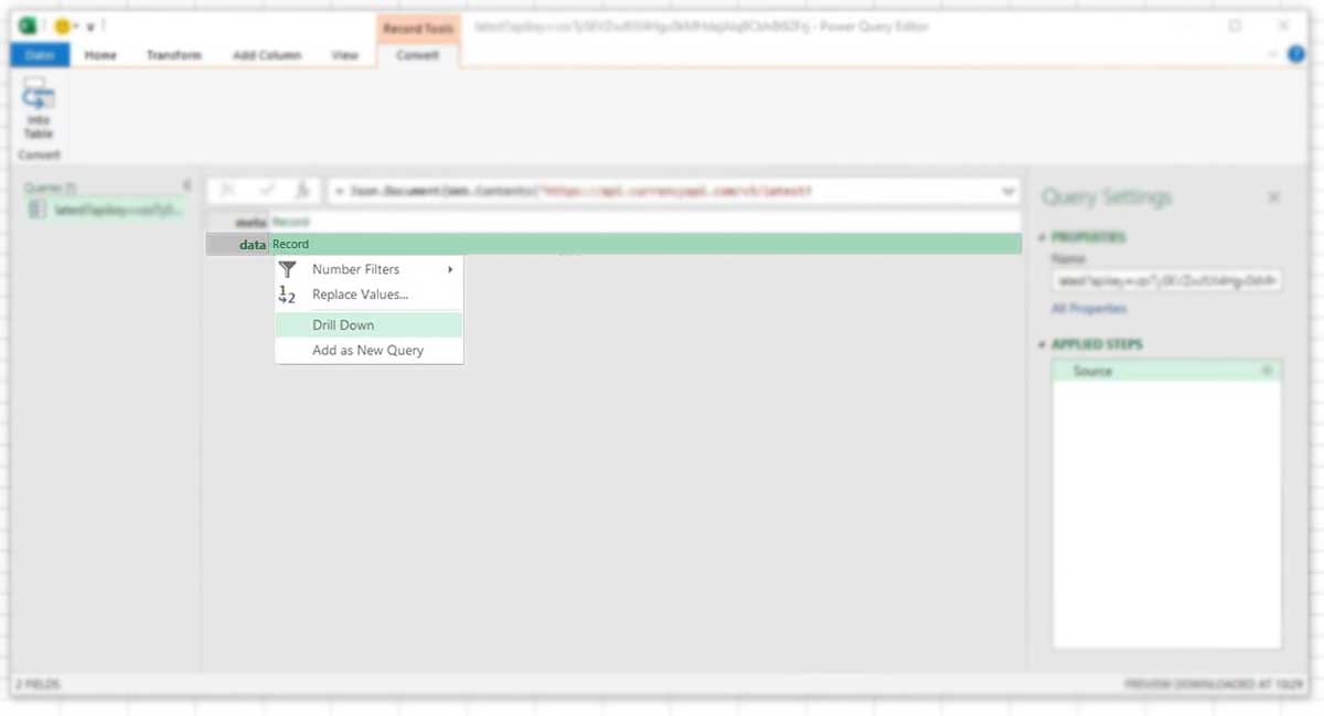 Step 2: creating a Drill Down in Excel
