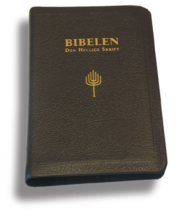 Bibelen Den h.skrift, mellomstor, mørk brun skinn