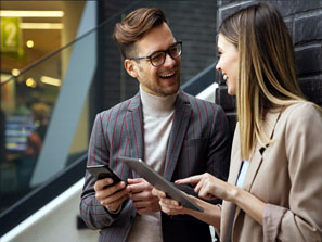 People looking at mobile devices