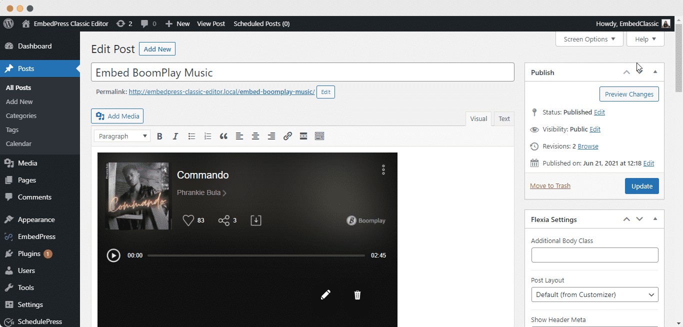 How To Embed Boomplay Music In WordPress 12 embed BoomPlay music