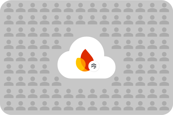 Illustration of firebase firestore logo and audience members