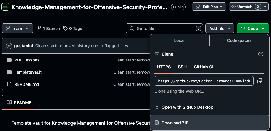 Click on Download ZIP