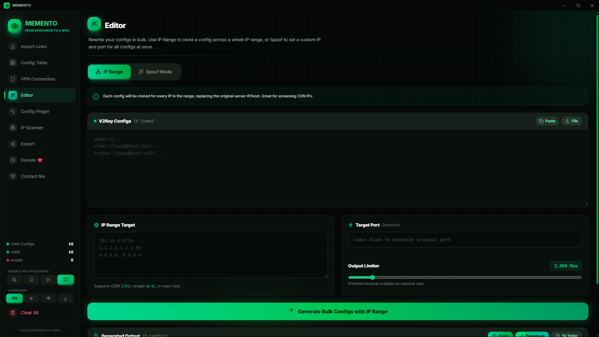 MEMENTO Editor