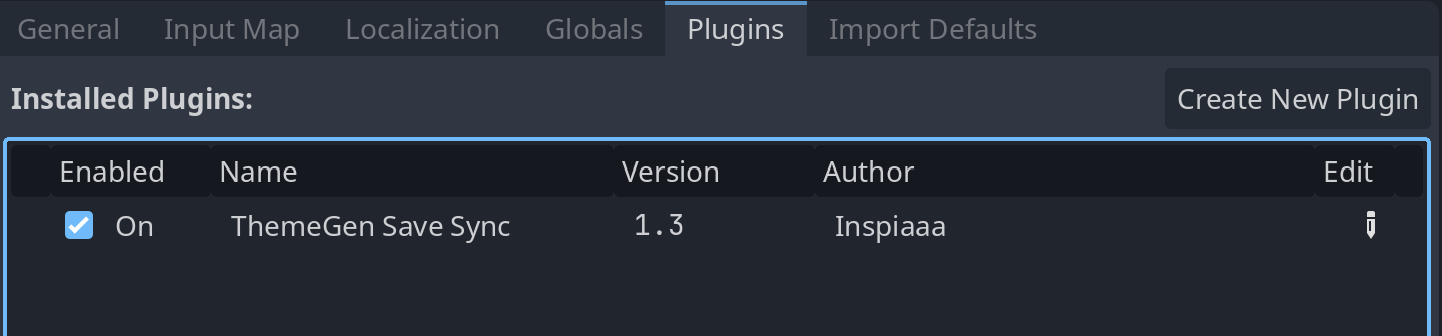 Plugins Project Settings
