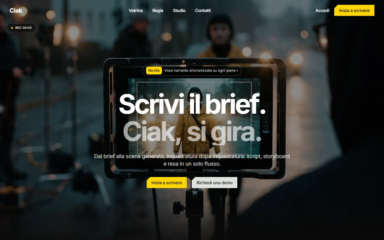 CIAK — AI video, dal brief alla scena