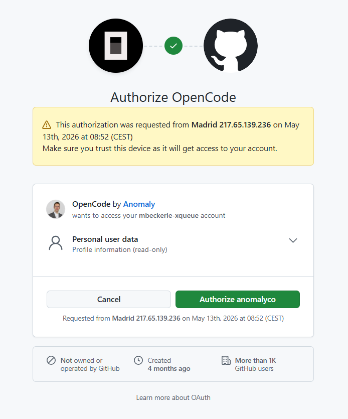 GitHub OAuth authorization
