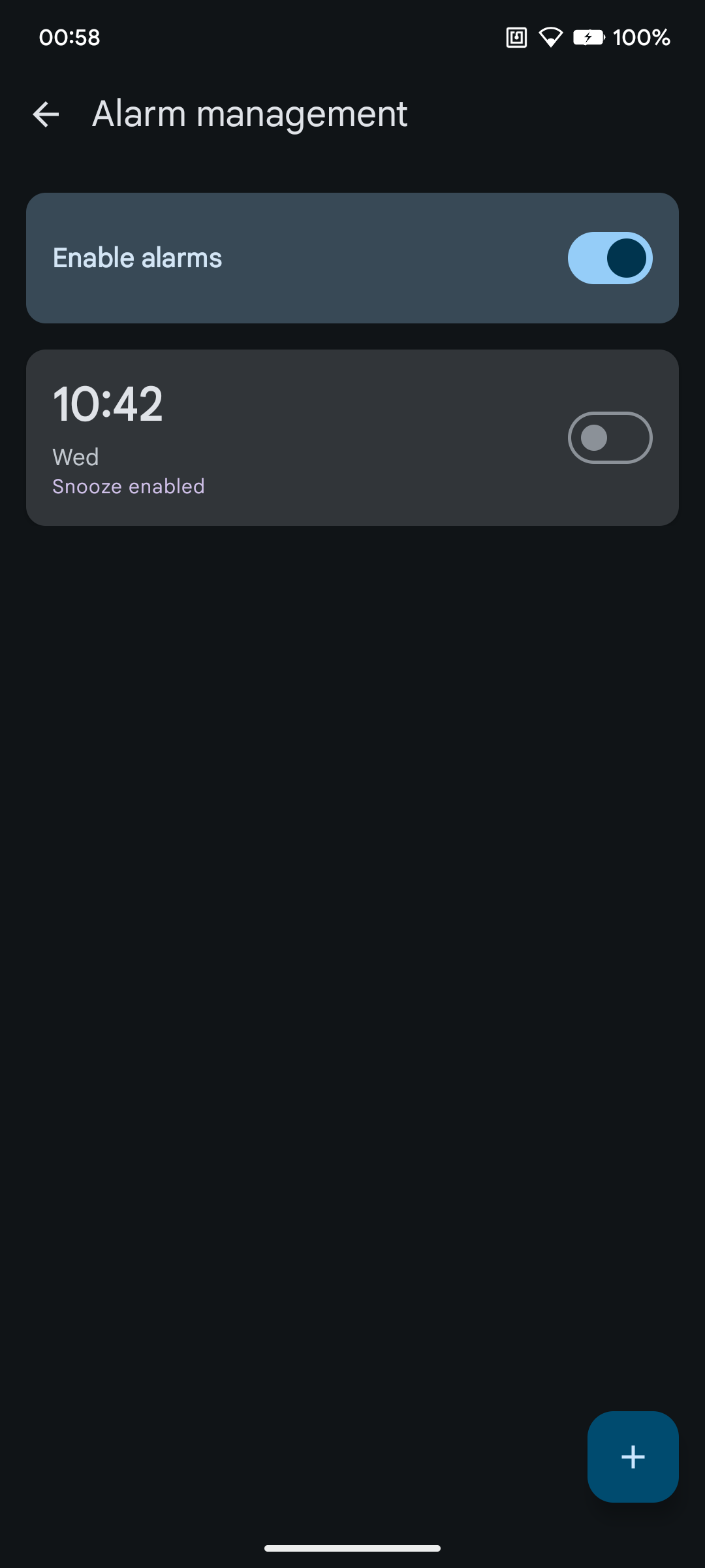Alarms page screenshot