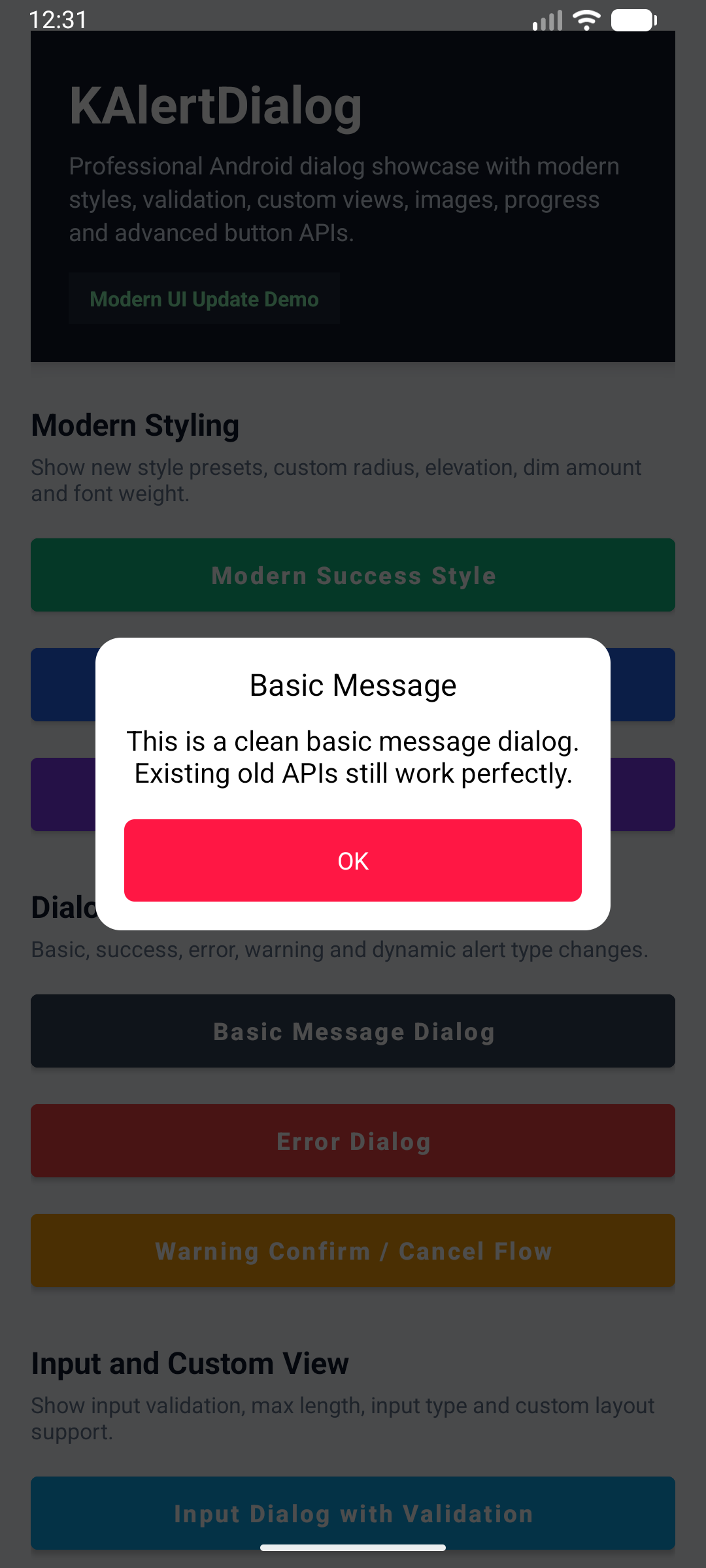 KAlert Dialog Basic Message Dialog