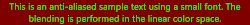 Tiny text drawn with anti-aliasing in the linear color space