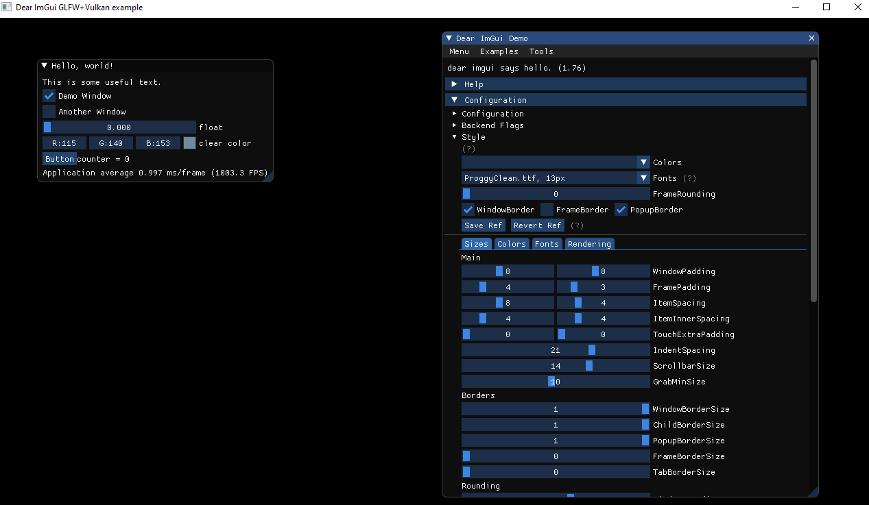 Vulkan,GLFW3,CIMGUI Demo Picture