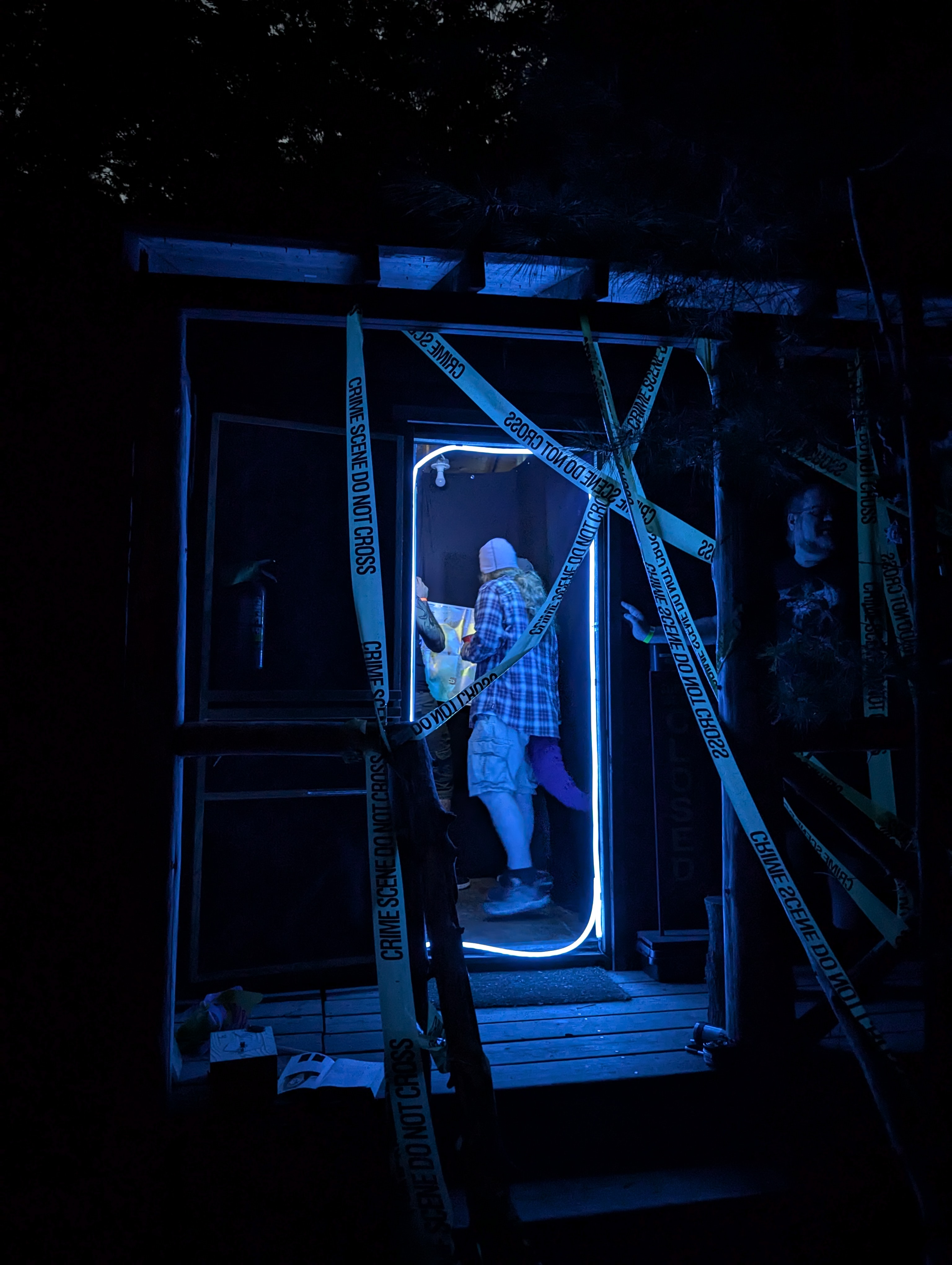 Portal shimmering in cabin doorway.