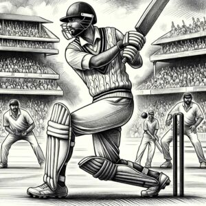 cricket-spiller med balltre og hjelm