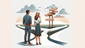 mann og dame ser på skilt