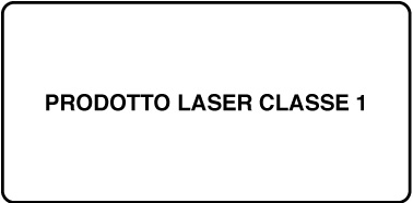 Un'etichetta che riporta la scritta “Prodotto laser Classe 1”.