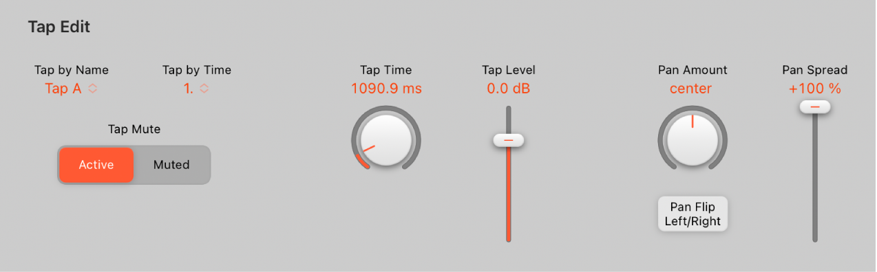 図。「Tap Edit」のコントロール。