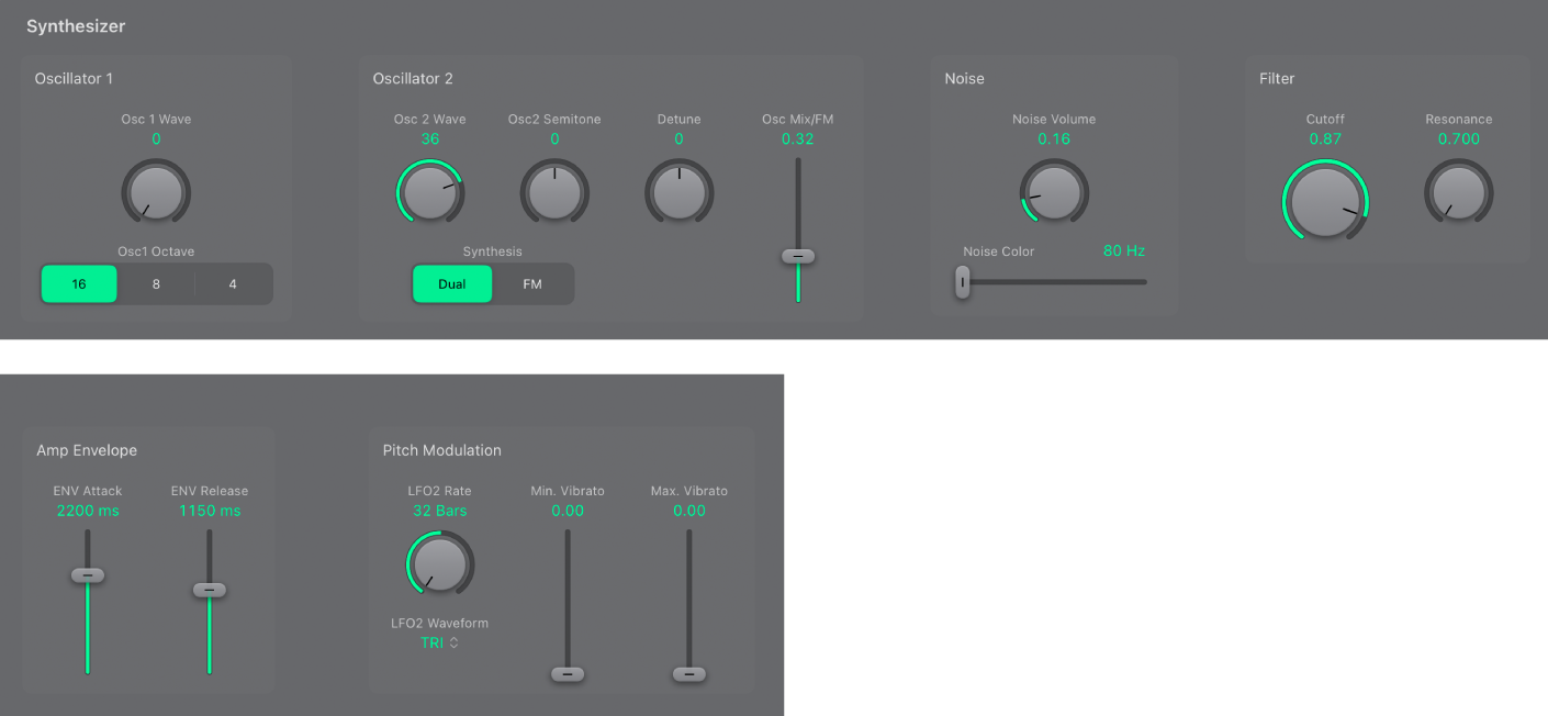 Figure. EVOC 20 PS Synthesizer section.