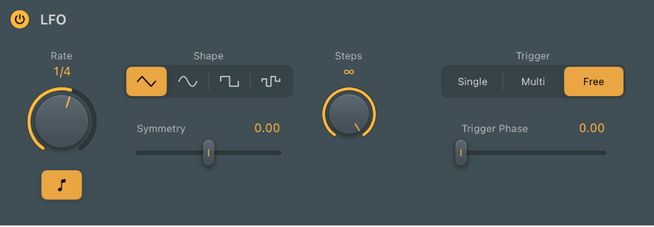 図。Modulator LFOのパラメータ。