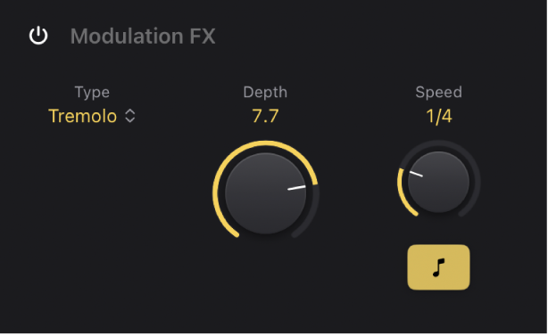 Figure. Paramètres Modulation FX pour Amp Designer.