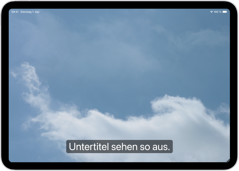 Ein iPad mit einem Beispiel für Untertitel in einem angepassten Stil.