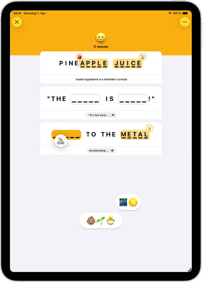 Eine Emoji Game-Rätsel in der App „News“.
