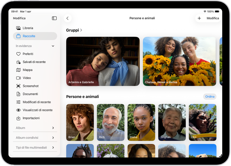 La raccolta “Persone e animali” è aperta nell’app Foto.